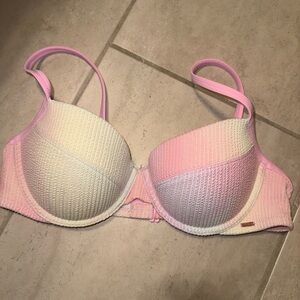 Victoria Secret Swim Bikini Top L LarfePink Tie Dye Push Up Underwire U8.5